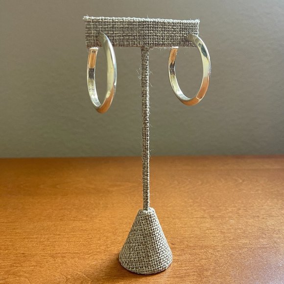 Sterling Silver Post Hoops - Picture 1 of 5